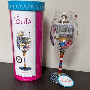 Lolita Patriotic Navy Wife Wine Glass